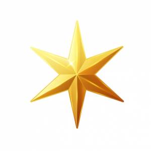 Золотой блестящий блеск светящаяся рождественская звезда с тенью на белом фоне векторная иллюстрация