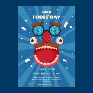 Плоский апрельский день дурака вертикальный шаблон флаера