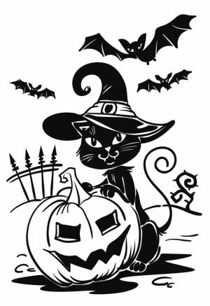 Скачать  простую картинку для выжигания Хэллоуин на сайте производителя Десятое королевство