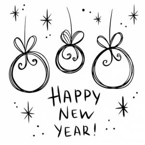 новогодняя поздравительная открытка с каракулями милая рисованная схематичное приглашение на праздник простой линейный i