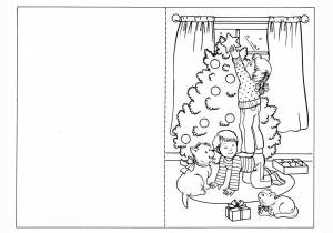 Шаблон новогодняя открытка раскраска