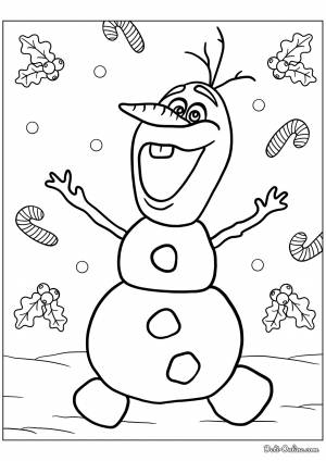 Раскраска Жизнерадостный снеговик Олаф