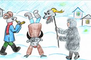 Колядки рисунок карандашом легко