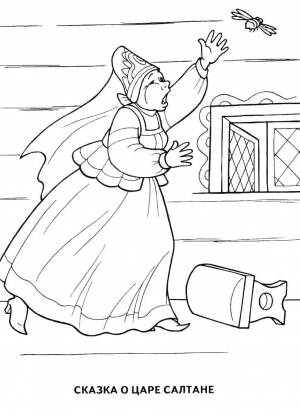 Раскраски Пчела, Раскраска Девушку укусила пчела сказки пушкина