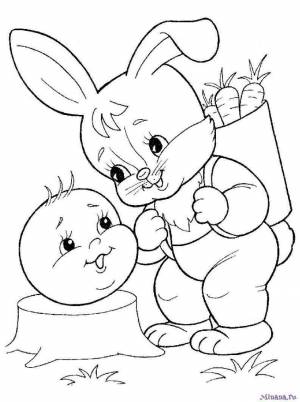 Раскраска Колобок и Заяц