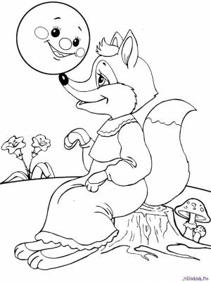 Раскраска Колобок и Лиса