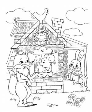 Раскраска лиса из сказки теремок