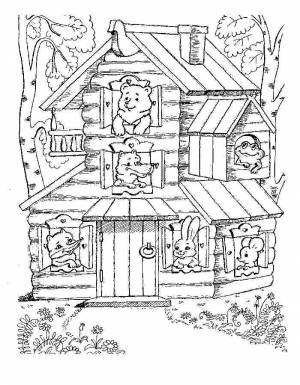 Раскраски Раскраска Деревянный теремок сказка теремок