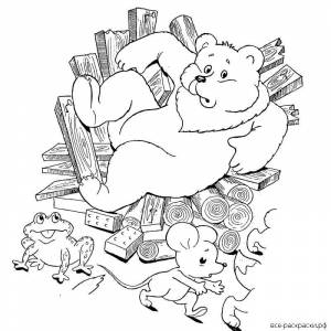 Раскраски медведь теремок