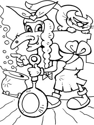 Раскраски для самых маленьких Баба-Яга