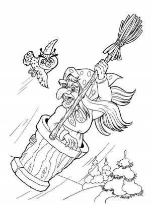 Раскраска баба яга