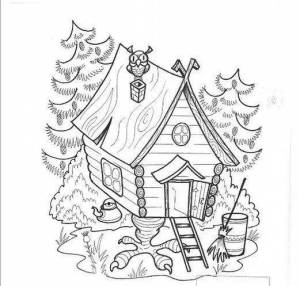 Раскраски Избушка на курьих ножках и баба яга