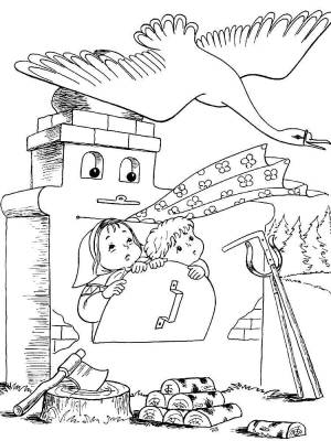 Раскраски Раскраска Сестрица алёнушка и братец иванушка прячутся в печке Сказки