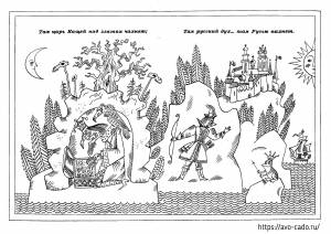 У лукоморья дуб зеленый раскраска