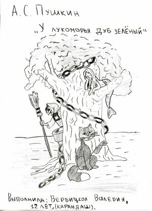 У Лукоморья дуб зеленый для срисовки