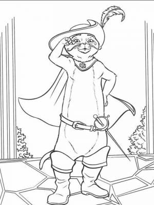 Раскраска Кот в сапогах   в формате