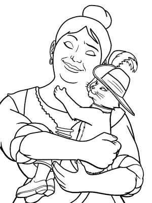 Раскраска Кот в сапогах с хозяйкой