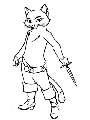 Раскраски Раскраска Рисунок кот в сапогах