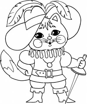 Раскраска Кот в сапогах для детей