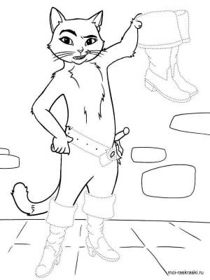 Раскраска Кот в сапогах