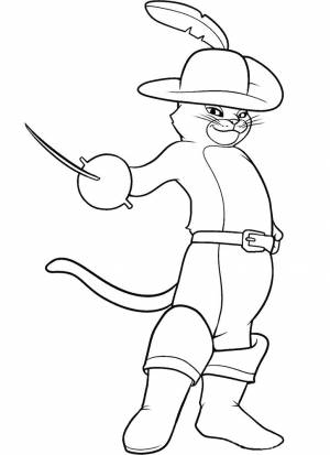 Кот в сапогах раскраска для детей