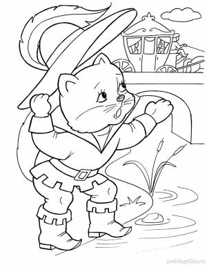 Кот в сапогах раскраска для детей