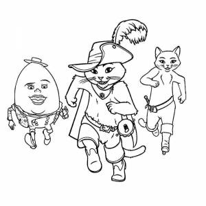 Раскраски кот в сапогах и киса мягколапка