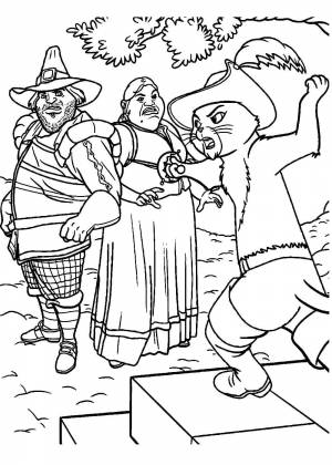 Кот в сапогах раскраска для детей