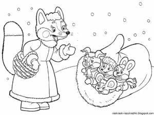 Раскраски из сказки рукавичка для детей