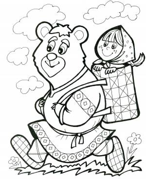 Раскраски из сказки Маша и Медведь для детей