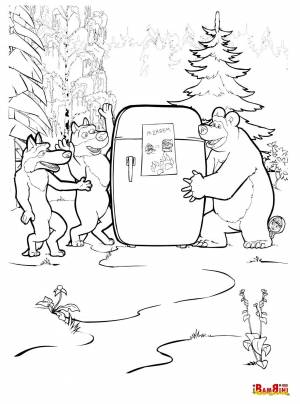 Мужик и медведь раскраска
