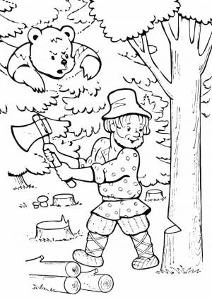 Раскраски Мужик и Медведь