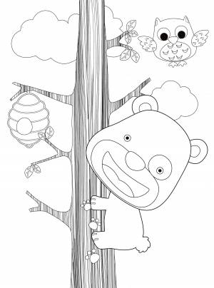 Раскраска Медведь на дереве