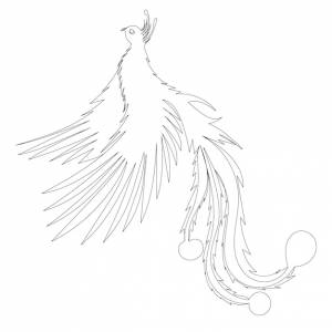 Жар-птица рисунок одной линии, вектор, изолированный