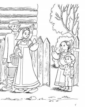 Гуси лебеди простой рисунок