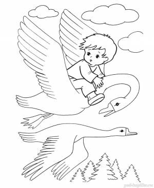 Гуси лебеди раскраска печка