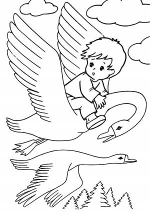 Гуси лебеди простой рисунок