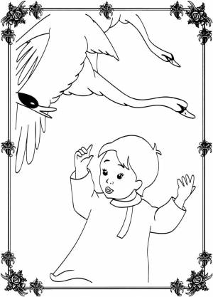 Раскраски из сказки Гуси-лебеди