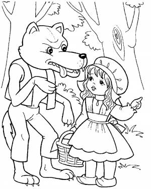 Раскраска Красная Шапочка и Серый Волк