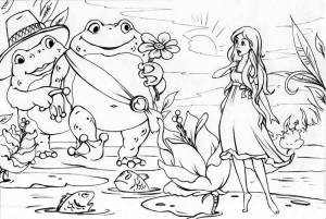 Иллюстрация Рисунок-раскраска amp;Дюймовочкаamp; в стиле