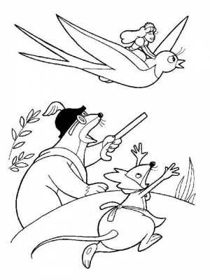 Картинка Дюймовочки раскраска