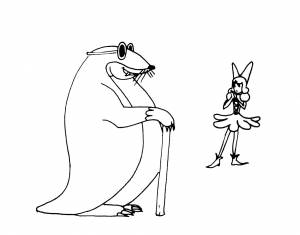 Раскраски крот, Раскраска Дюймовочка и крот Дюймовочка