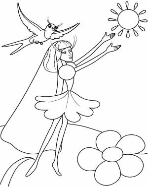 Дюймовочка раскраска для детей