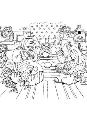 Раскраски Курочка Ряба