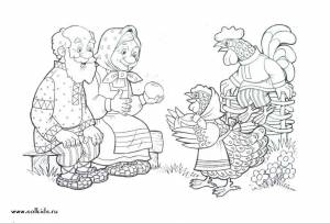 Раскраска Сказка Курочка Ряба
