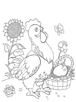 Раскраски Раскраска Курочка ряба снесла непростое яичко курочка ряба курочка ряба