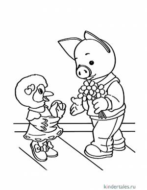 Хрюша и Каркуша» раскраска для детей