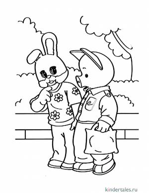 Хрюша и Степашка гуляют» раскраска для детей