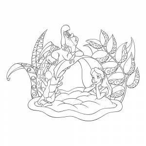 Раскраска Алиса и Гусеница