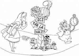 Веселые детские разукраски Алиса в стране чудес